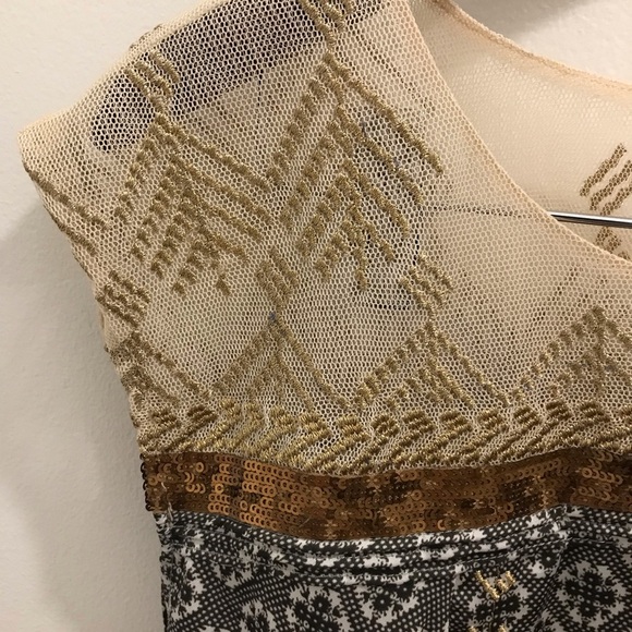 Anthropologie Floreat Gold Stream Sequin Tank small Swing Top sequins embroidery - Picture 4 of 13